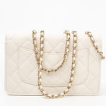 CHANEL Handbag White 22C White Caviar Quilted Wallet On Chain WOC Light Gold Hardware - Redeluxe