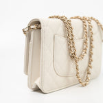 CHANEL Handbag White 22C White Caviar Quilted Wallet On Chain WOC Light Gold Hardware - Redeluxe