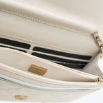 CHANEL Handbag White 22C White Caviar Quilted Wallet On Chain WOC Light Gold Hardware - Redeluxe