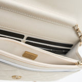 CHANEL Handbag White 22C White Caviar Quilted Wallet On Chain WOC Light Gold Hardware - Redeluxe