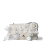 CHANEL Handbag White 22C White Tweed Classic Flap Medium - Redeluxe