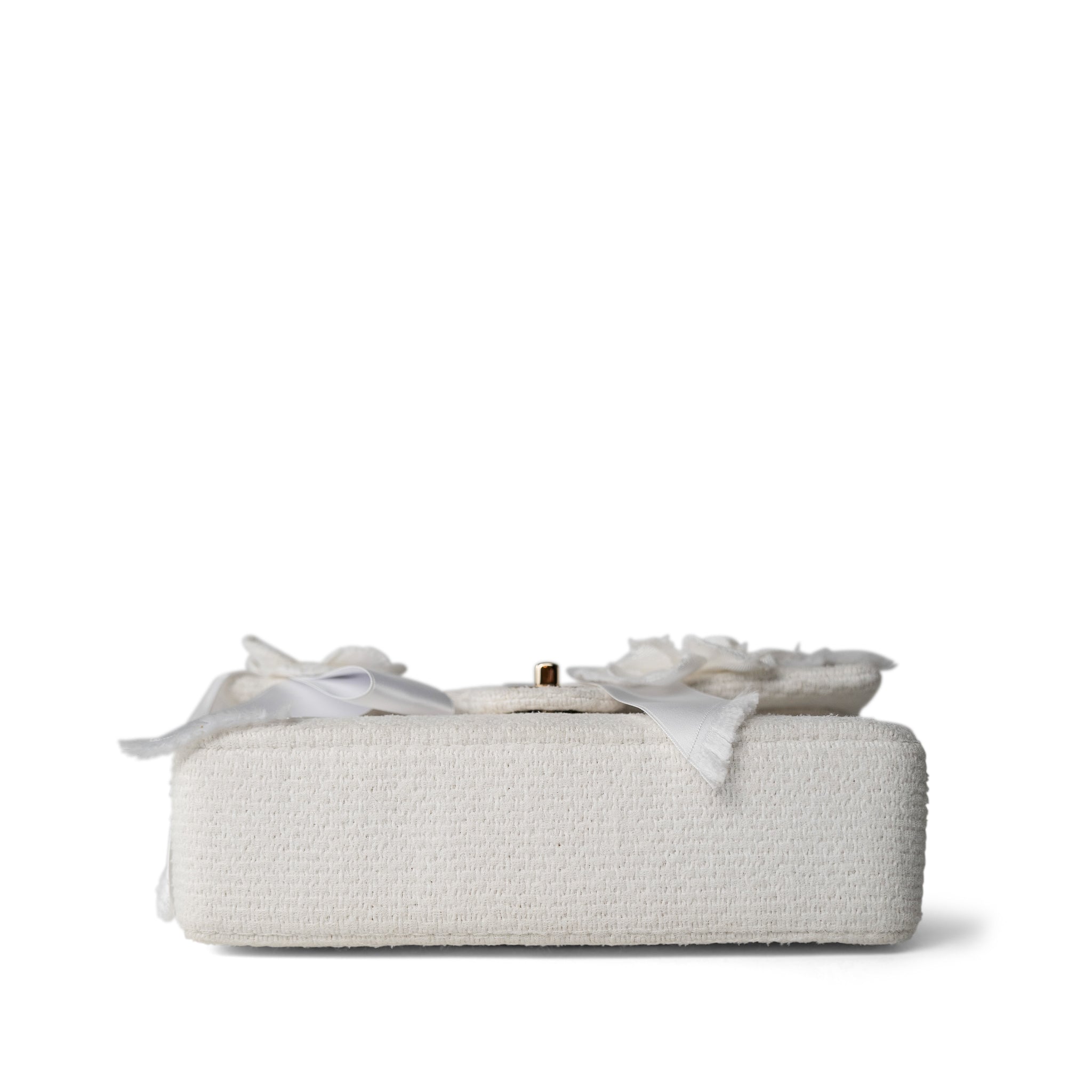 CHANEL Handbag White 22C White Tweed Classic Flap Medium - Redeluxe