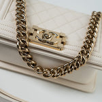 CHANEL Handbag White Caviar Quilted LeBoy Bag Small - Redeluxe