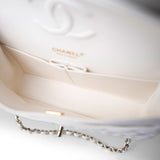 CHANEL Handbag White / classic Flap 22p White/ Ivory Caviar Quilted Classic Flap Medium Light Gold Hardware - Redeluxe