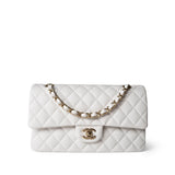 CHANEL Handbag White / classic Flap 22p White/ Ivory Caviar Quilted Classic Flap Medium Light Gold Hardware - Redeluxe