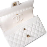 CHANEL Handbag White / classic Flap 22p White/ Ivory Caviar Quilted Classic Flap Medium Light Gold Hardware - Redeluxe