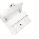 CHANEL Handbag White / classic Flap 22p White/ Ivory Caviar Quilted Classic Flap Medium Light Gold Hardware - Redeluxe