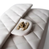 CHANEL Handbag White / classic Flap 22p White/ Ivory Caviar Quilted Classic Flap Medium Light Gold Hardware - Redeluxe