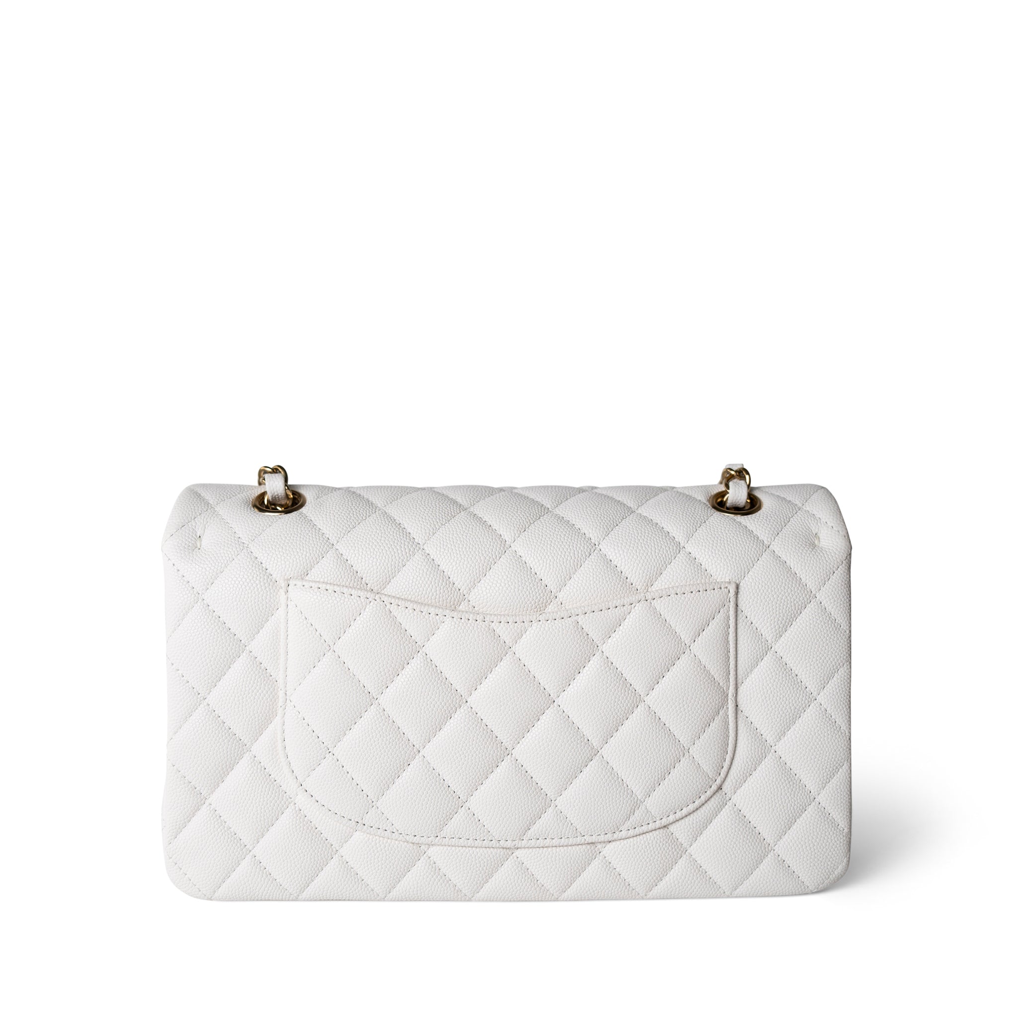 CHANEL Handbag White / classic Flap 22p White/ Ivory Caviar Quilted Classic Flap Medium Light Gold Hardware - Redeluxe