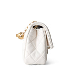 CHANEL Handbag White / Seasonal 21B White Lambskin Quilted Mini Rectangular Pearl Crush Antique Gold Hardware - Redeluxe