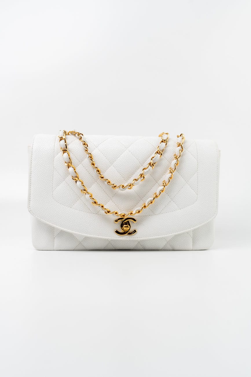 Buy Luxury Pre Owned CHANEL White Caviar Diana Flap Exclusive Sale at REDELUXE