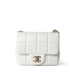 CHANEL Handbag White White Lambskin Resin Crystal Square Quilted Monacoco Mini Square Flap - Redeluxe