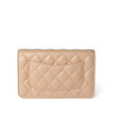 CHANEL Handbag WOC / Beige Beige Clair Caviar Quilted Wallet on Chain WOC Silver Hardware - Redeluxe