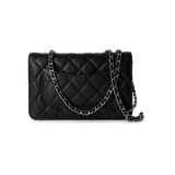 CHANEL Handbag WOC / Black Black Caviar Quilted Wallet on Chain Silver Hardware - Redeluxe