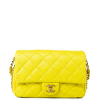 CHANEL Handbag Yellow 23C Neon Yellow Caviar Quilted Coco You Mini Flap Bag Light Gold Hardware - Redeluxe