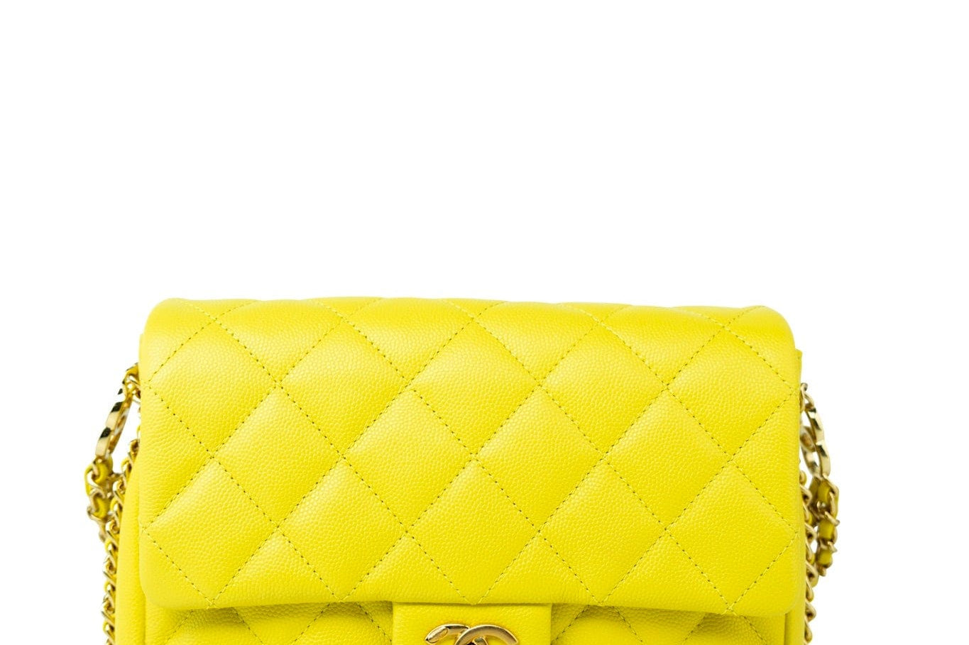 CHANEL Handbag Yellow 23C Neon Yellow Caviar Quilted Coco You Mini Flap Bag Light Gold Hardware - Redeluxe