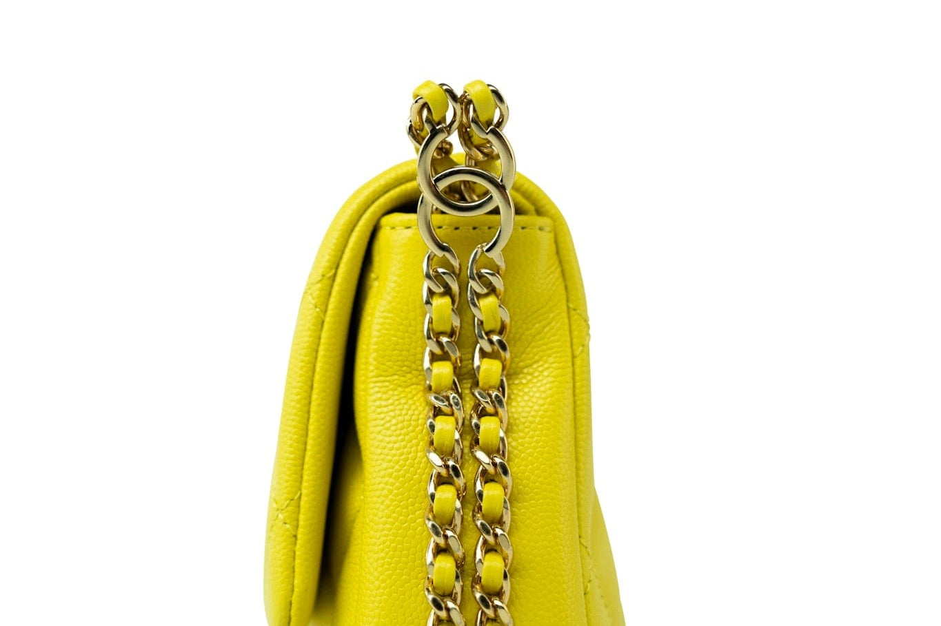 CHANEL Handbag Yellow 23C Neon Yellow Caviar Quilted Coco You Mini Flap Bag Light Gold Hardware - Redeluxe