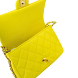 CHANEL Handbag Yellow 23C Neon Yellow Caviar Quilted Coco You Mini Flap Bag Light Gold Hardware - Redeluxe