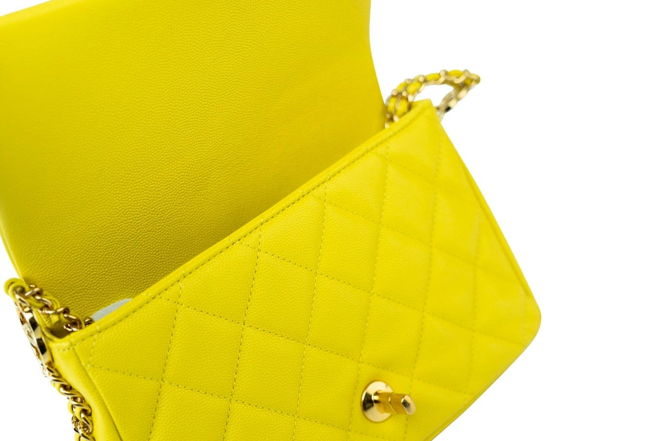 CHANEL Handbag Yellow 23C Neon Yellow Caviar Quilted Coco You Mini Flap Bag Light Gold Hardware - Redeluxe