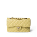 CHANEL Handbag Yellow Yellow Caviar Quilted Classic Flap Small Light Gold Hardware - Redeluxe