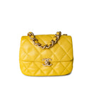 CHANEL Handbag Yellow Yellow Lambskin Quilted Lacquered Metal CC Flap Bag - Redeluxe