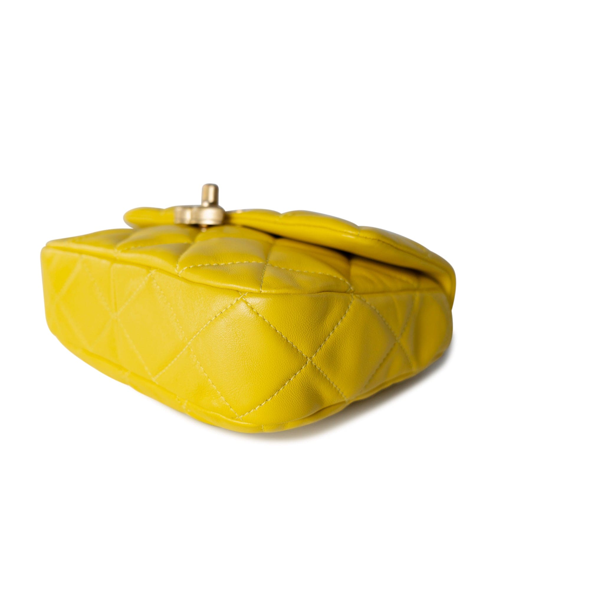 CHANEL Handbag Yellow Yellow Lambskin Quilted Lacquered Metal CC Flap Bag - Redeluxe