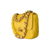 CHANEL Handbag Yellow Yellow Lambskin Quilted Lacquered Metal CC Flap Bag - Redeluxe