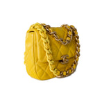 CHANEL Handbag Yellow Yellow Lambskin Quilted Lacquered Metal CC Flap Bag - Redeluxe