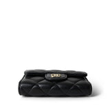 CHANEL Key Holder 23C Black Burgundy Classic Flap Key Holder Lambskin Light Gold Hardware - Redeluxe