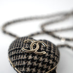 CHANEL Necklace Black Necklace Metal Heart Tweed Lambskin & Resin Gold Black Silver  & Ecru - Redeluxe