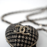 CHANEL Necklace Black Necklace Metal Heart Tweed Lambskin & Resin Gold Black Silver  & Ecru - Redeluxe