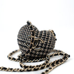 CHANEL Necklace Black Necklace Metal Heart Tweed Lambskin & Resin Gold Black Silver  & Ecru - Redeluxe