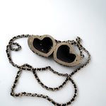 CHANEL Necklace Black Necklace Metal Heart Tweed Lambskin & Resin Gold Black Silver  & Ecru - Redeluxe