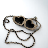 CHANEL Necklace Black Necklace Metal Heart Tweed Lambskin & Resin Gold Black Silver  & Ecru - Redeluxe