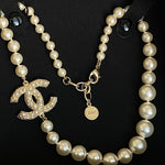 CHANEL Necklace Chanel Graduated Pearl CC Short Necklace Gold - Redeluxe