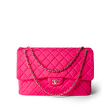 CHANEL Pink Pink Jersey Quilted XL Jumbo Single Flap Light Gold Hardware - Redeluxe