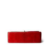 CHANEL Red Red Python Jumbo Classic Flap Light Gold Hardware - Redeluxe