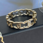 CHANEL Ring Gold Metal CC Ring Golden - Redeluxe