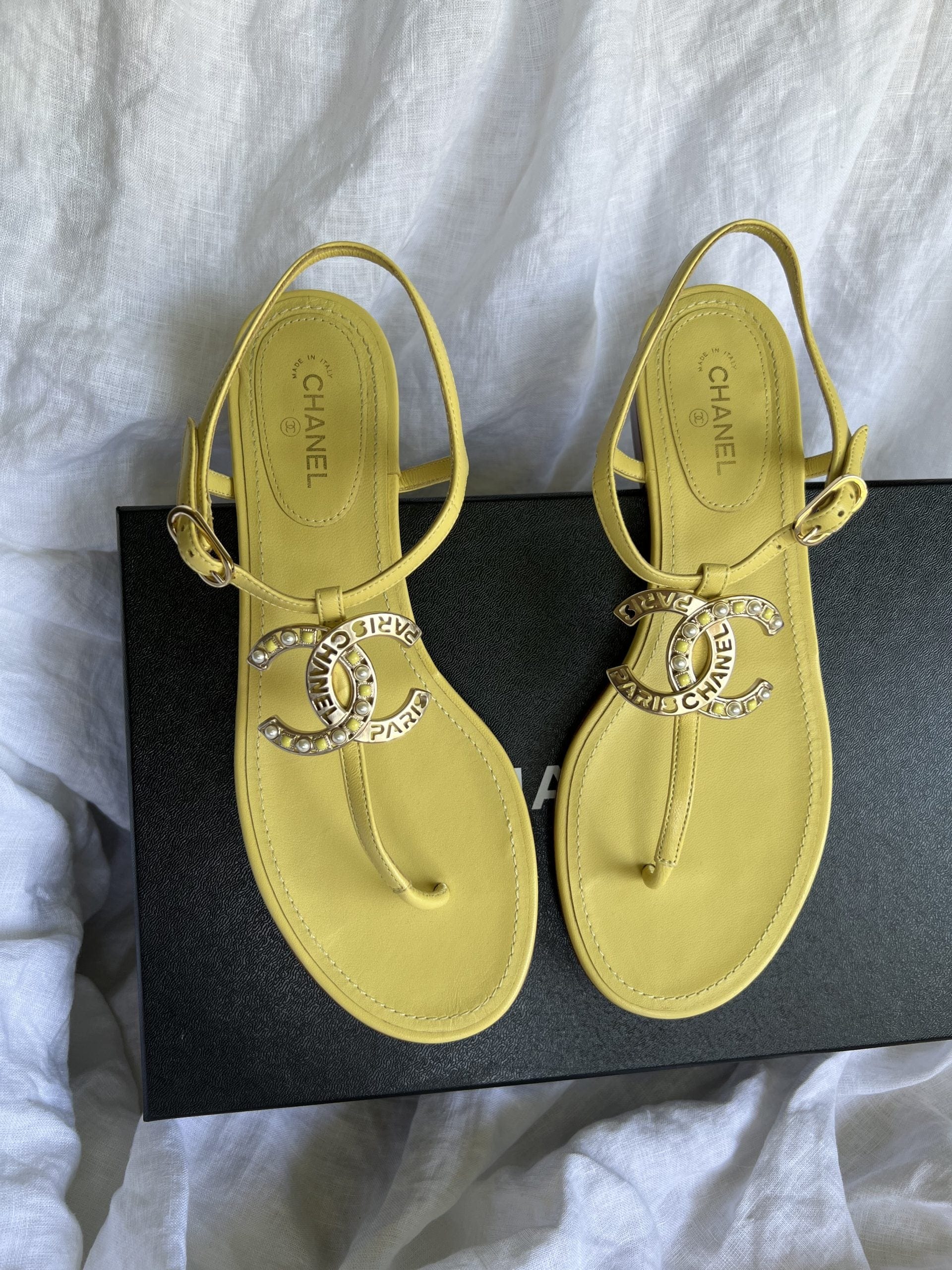 Chanel 20S Yellow Sandals Size 39