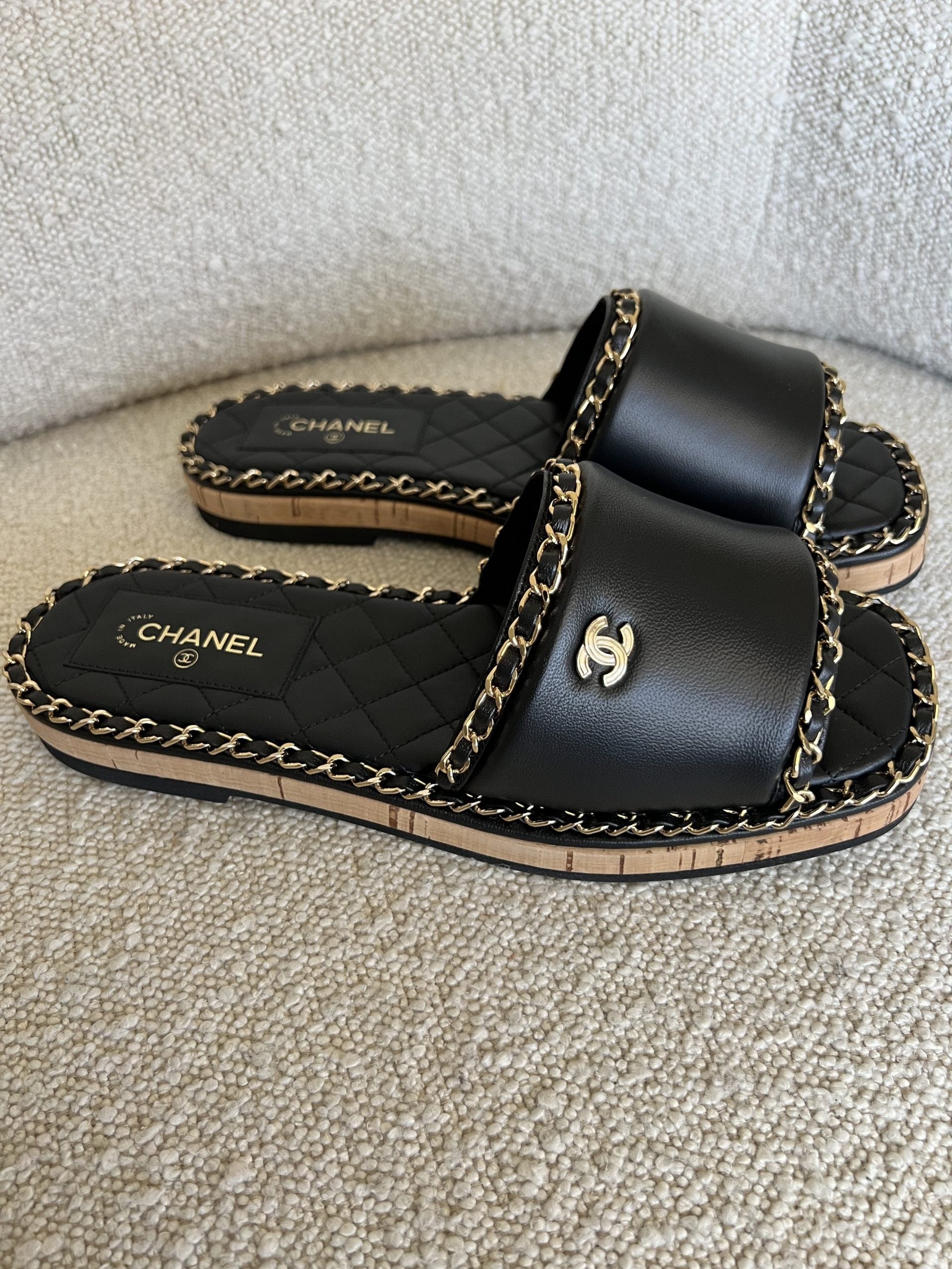 Chanel fashion espadrille slide sandals