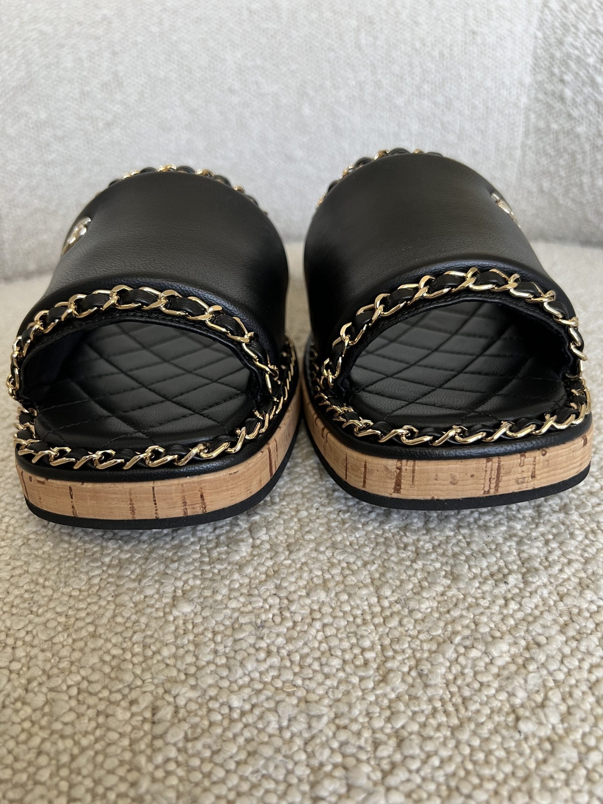 Chanel CC Espadrille Slip On Sandals Black - 39