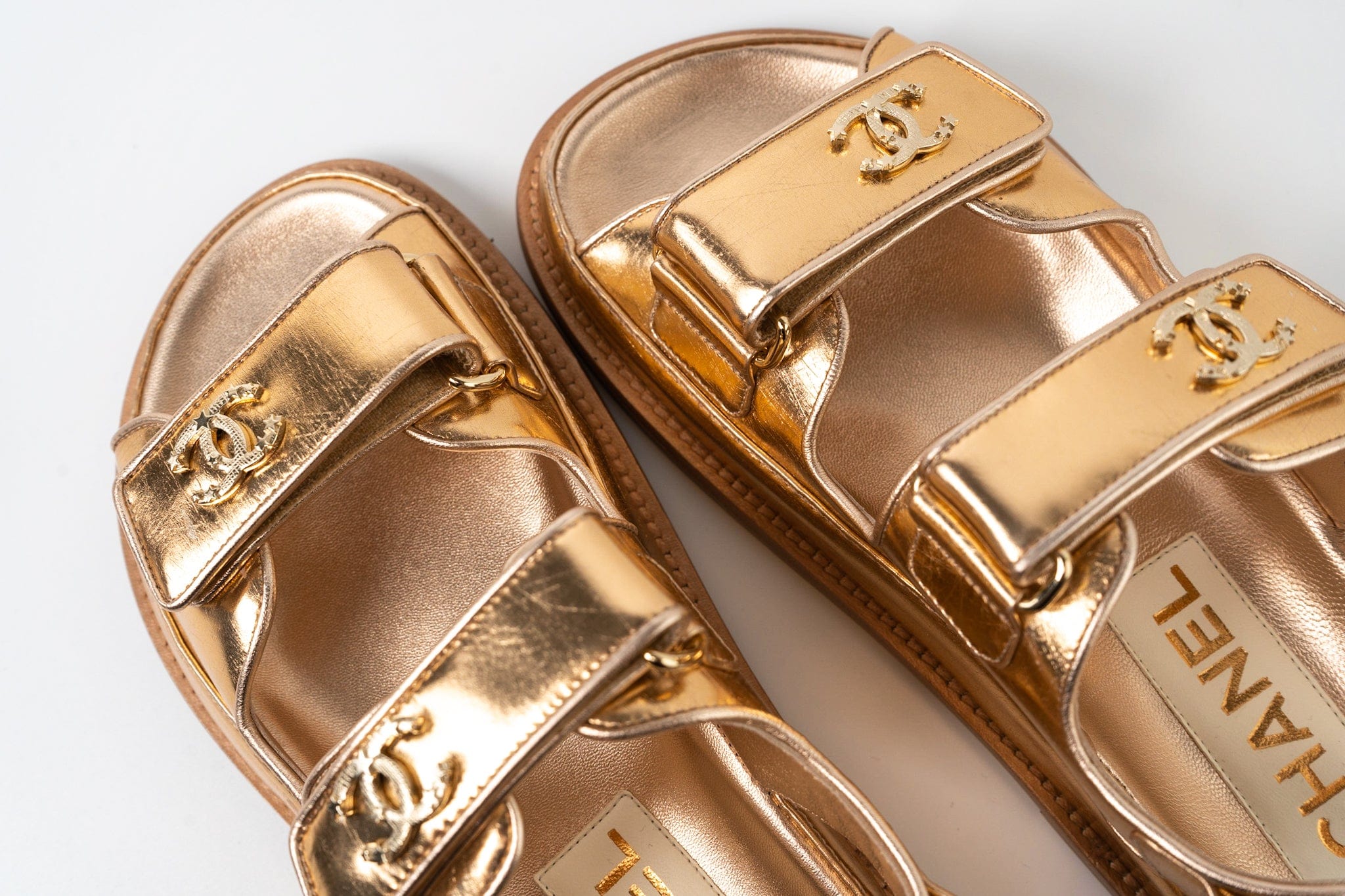 CHANEL Sandals Chanel Dad Sandals - Metallic Gold - Redeluxe