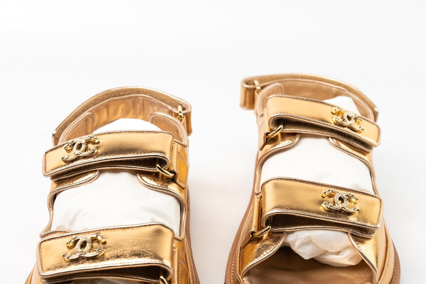 CHANEL Sandals Chanel Dad Sandals - Metallic Gold - Redeluxe