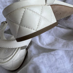 CHANEL Sandals White Chanel White Quilted Leather Sandals - 38 1/2 - Redeluxe