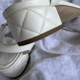 CHANEL Sandals White Chanel White Quilted Leather Sandals - 38 1/2 - Redeluxe