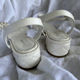 CHANEL Sandals White Chanel White Quilted Leather Sandals - 38 1/2 - Redeluxe