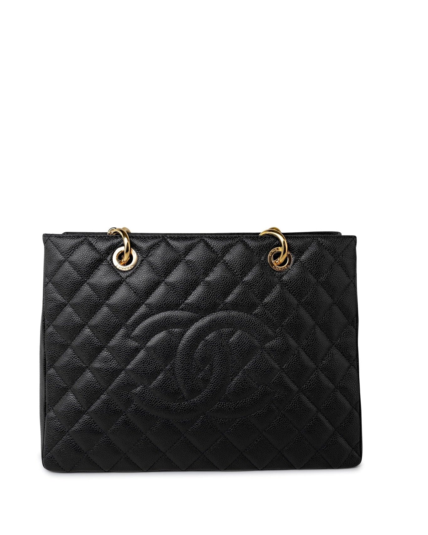 CHANEL Tote Grand Shopping Tote (GST) Black Caviar Quilted Gold Hardware - Redeluxe