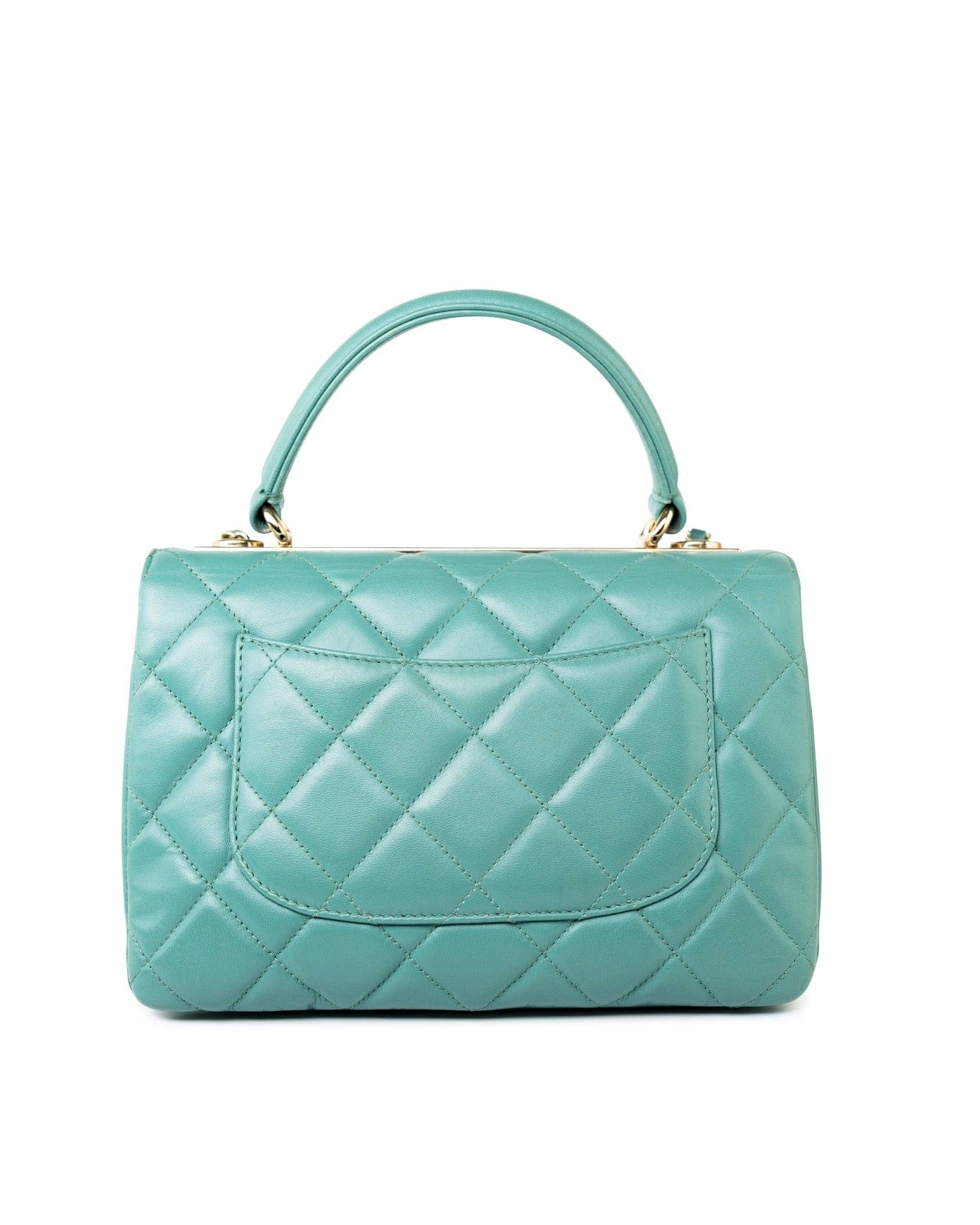 CHANEL Tote Green Trendy CC Green Lambskin Quilted Light Gold Hardware - Redeluxe