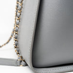 CHANEL Tote Grey Caviar Studded Deauville Tote Light Gold Hardware - Redeluxe