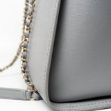 CHANEL Tote Grey Caviar Studded Deauville Tote Light Gold Hardware - Redeluxe